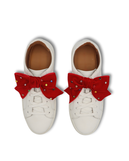 Rhinestones Red Velvet Bows