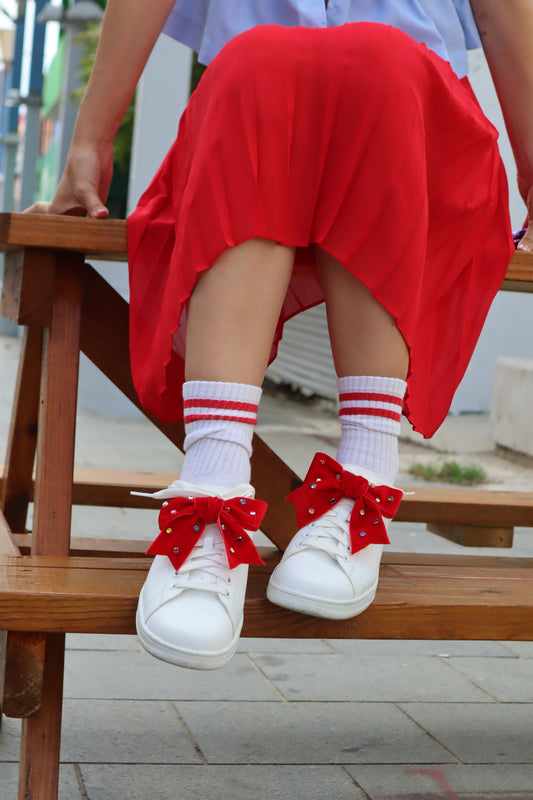 Rhinestones Red Velvet Bows